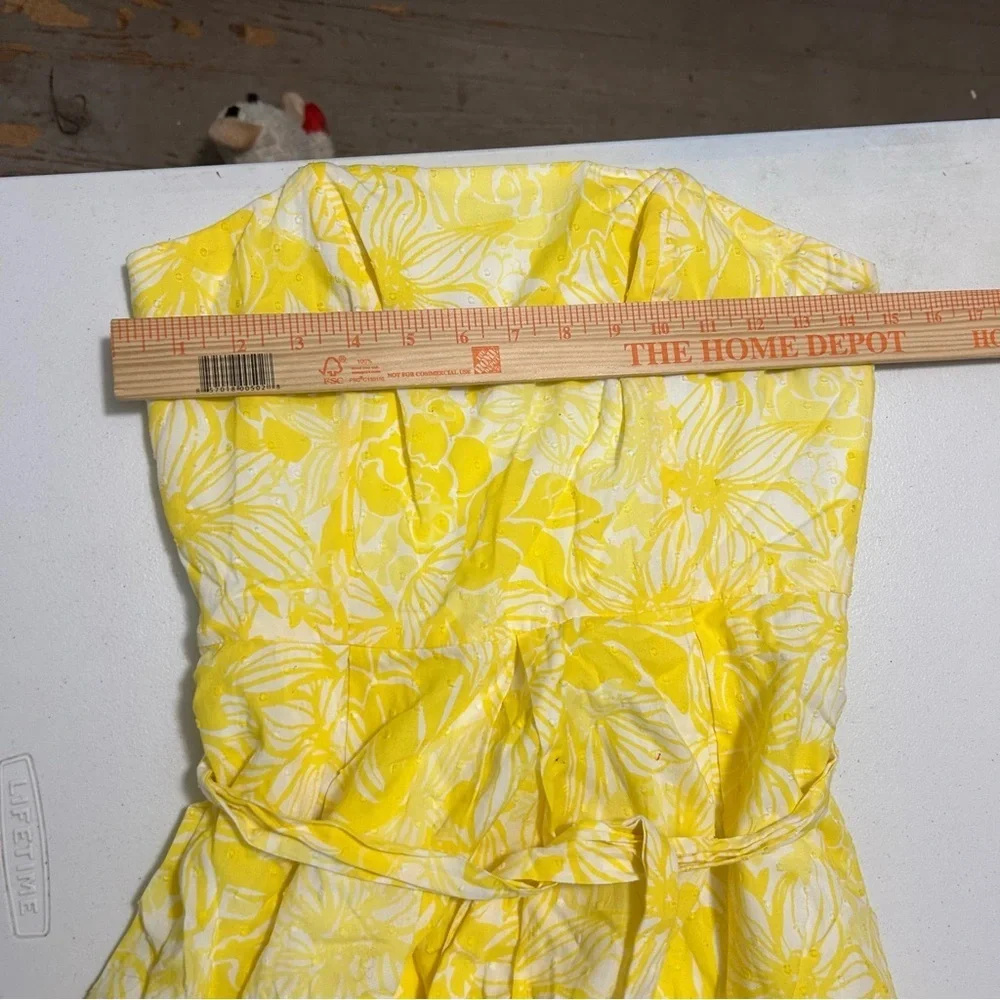 Lilly Pulitzer Sleeveless Tube Corset Lined Belted Yellow Beach Dress Size 2 P1 - Picture 4 of 6